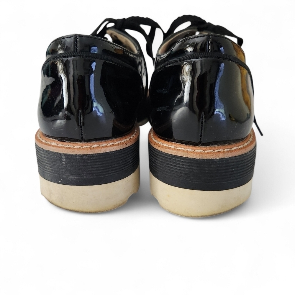 ZARA Black Patent Leather Platform Oxford Shoes EU 39 - Picture 6 of 10